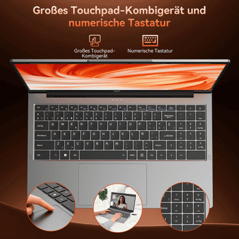 Teclado e touchpad para portátil Elector Nova com funcionalidades numéricas.