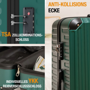 VALLSERO Trolleyset LG2 Hartschalen-Koffer set Rollkoffer, Reisekoffer, , Handgepäck 4 Rollen, ABS-Material, TSA Zollschloss, 6-teiliges Set