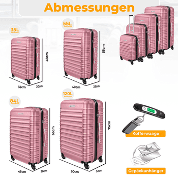 KESSER Kofferset, 4 Rollen, , 4tlg. Hartschalenkofferset Hartschalenkoffer Reisekoffer Set – Bild 2