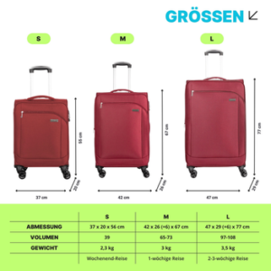 Crosstravel Kofferset Monterey, 4 Rollen, , Volumenerweiterung bei Größe M+L