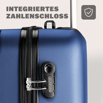 monzana Hartschalen-Trolley, 4 Rollen, Rollkoffer Zahlenschloss Reisekoffer Hartschalenkoffer Trolley XL Blau – Bild 5