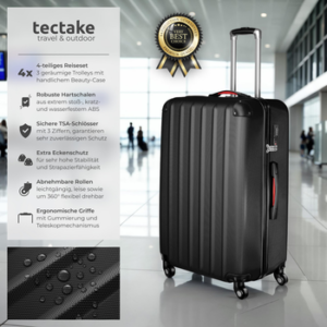 tectake Trolley Hartschalenkoffer-Set Pucci - Robust und ineinander stapelbar, 4 Rollen, Dreistelliges Sicherheits-Zahlenschloss inklusive