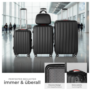 tectake Trolley Hartschalenkoffer-Set Pucci - Robust und ineinander stapelbar, 4 Rollen, Dreistelliges Sicherheits-Zahlenschloss inklusive