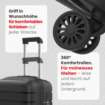 GENTOR Hartschalen-Trolley Koffer Reisekoffer Hartschalenkoffer Trolley Rollkoffer Handgepäck, 4 Rollen, PP Harteschalenkoffer & Reisekoffer – Bild 5
