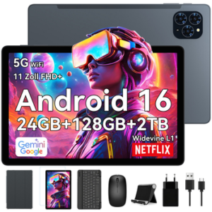 TABWEE T90 11" FHD Android 16 WiFi incl. Tastatur/Maus/Hülle Tablet