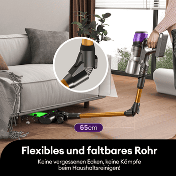 Ultenic Akku-Stielstaubsauger Akkustaubsauger,78000PA/650 W/Zero-Tangle-Bodenbürste, 650,00 W, beutellos, Anti-Tangle Bodenbürste für Hartböden Teppiche Tierhaare