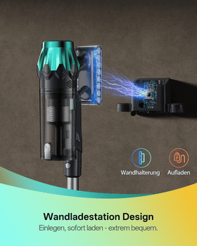 Vactidy Akku-Hand-und Stielstaubsauger V15 Max Saugen und Wischen in 1,76000PA/600W, 600 W, beutellos, DualGreen Dual-Grünlicht-Erkennungstechnologie, 7-Zyklon-Technologie