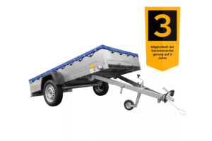 Einachs-tieflader Garden Trailer 264 Kipp Mit Stützrad, Querstreben Und Blauer Flachplane-Neu
