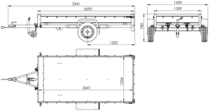 Langer PKW-Anhänger Garden Trailer 264 KIPP mit Hochplane, Spriegel und Stützrad-Neu